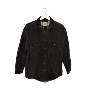 World Island fleece lined charcoal gray corduroy shirt jacket - M